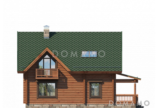 Проект деревянного дома с удобствами, просторной гостиной и тремя спальными комнатами / Фасад 4