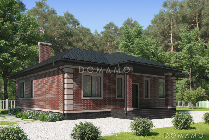 Проект загородного дома с террасами, просторной кухней-столовой без перегородки с холлом