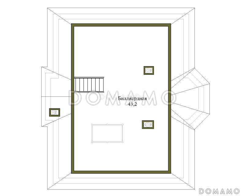 Проект двухэтажного коттеджа с мансардой / План мансардного этажа