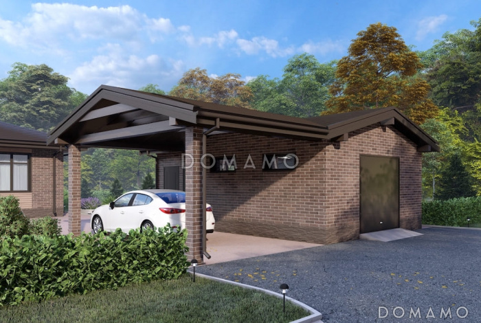 Проект утепленного гаража из газобетона с навесом и погребом Проект утепленного гаража из газобетона с навесом и погребом