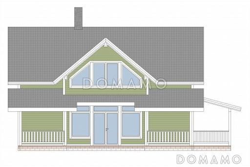 Проект каркасного дома с мансардой / Фасад 1