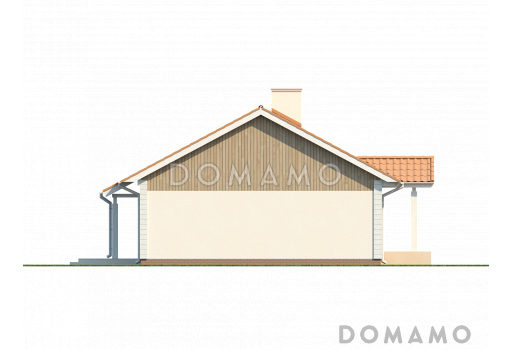 Проект классического одноэтажного дома из кирпича с отделённой спальной зоной / Фасад 4