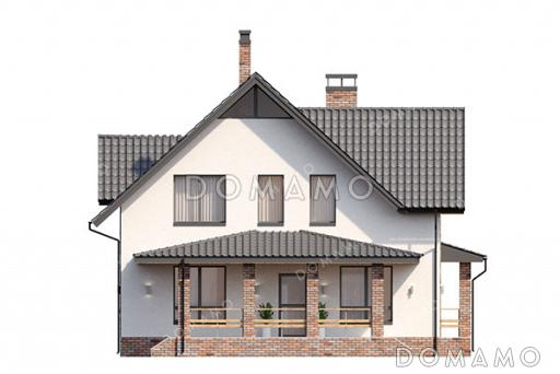 Проект загородного дома с тремя спальнями на мансарде, кабинетом и двумя террасами / Фасад 3