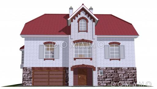 Проект просторного коттеджа с гаражом и сауной / Фасад 1