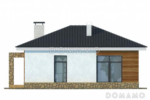 Проект белого одноэтажного дома с авангардным крыльцом / Фасад 2