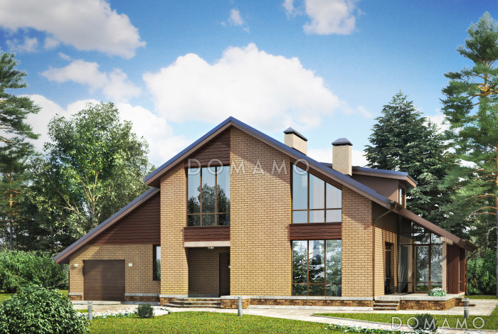 проект светлого дома с верандой и гаражом для одной машины проект светлого дома с верандой и гаражом для одной машины