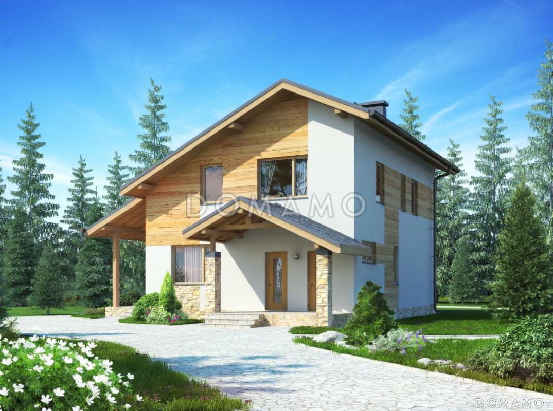 Проект загородного дома с панорамным окном в гостиной / 2