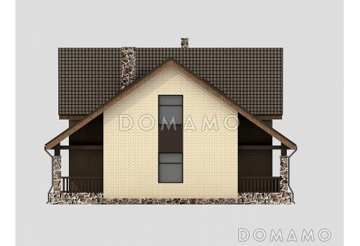 Проект дома рациональной планировкой с двумя террасами, вторым светом, изолированной кухней, тремя спальнями / Фасад 2