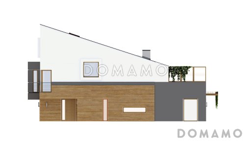 Проект мансардных домов-близнецов из кирпича современного дизайна с гаражом и террасой на втором этаже / Фасад 3