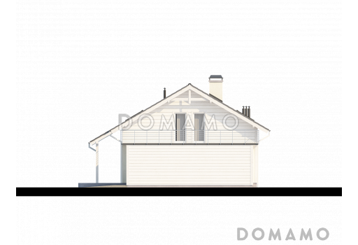 Проект одноэтажного мансардного дома из кирпича с террасой над гаражом / Фасад 3