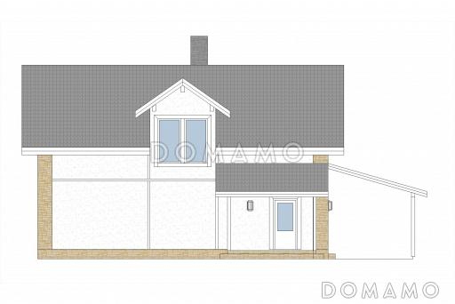Проект дома из газобетона с навесом для машины / Фасад 3