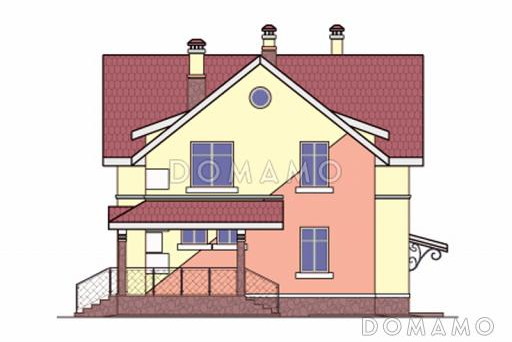 Проект кирпичного дома с необычной, яркой архитектурой / Фасад 2