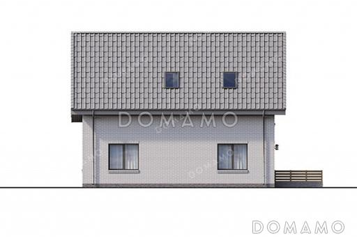 Проект домика с мансардой и встроенным гаражом / Фасад 4