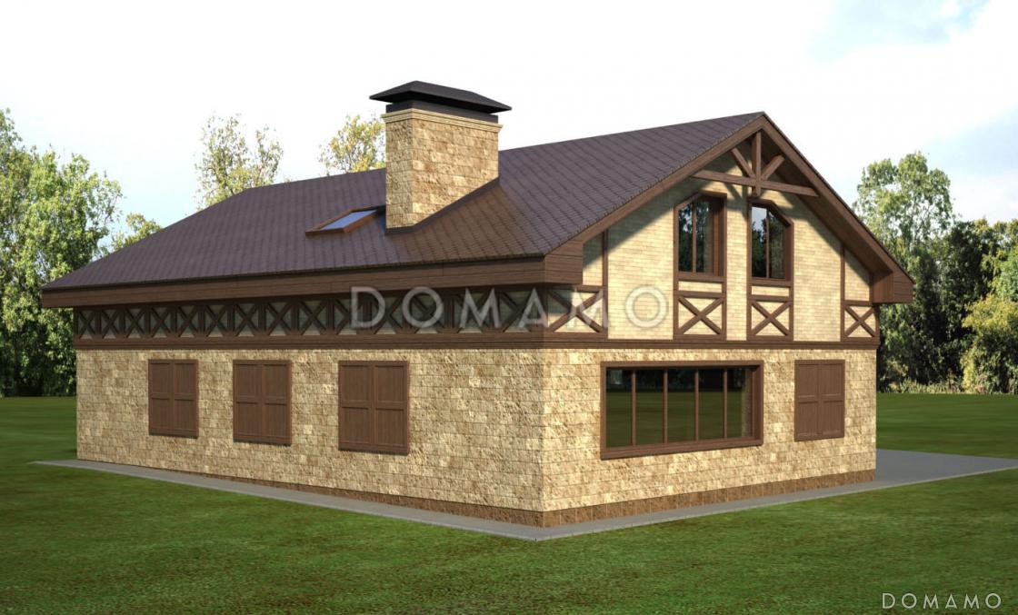 Проект отдельностоящего бассейна с жилыми комнатами на мансардном этаже / 2