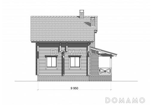 Проект коттеджа в брусовом исполнением с террасой / Фасад 2