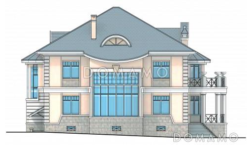 Проект коттеджа с просторной двусветной гостиной / Фасад 4