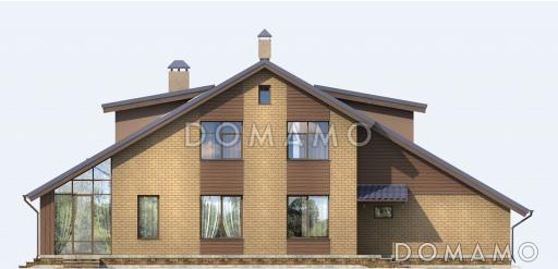 проект светлого дома с верандой и гаражом для одной машины / Фасад 1