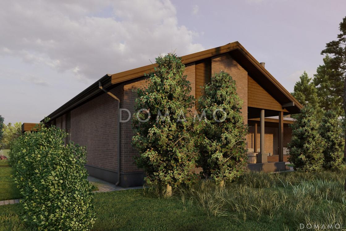 Проект дома из газобетона с сауной, 3 спальнями, террасой барбекю и навесом на 2 машины / 4