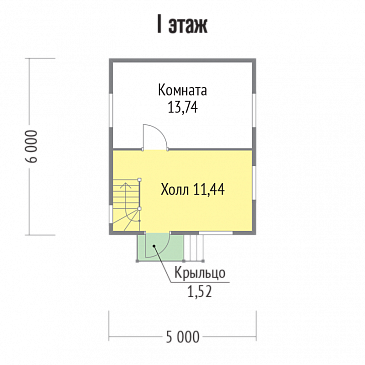 Проект классического дома с крыльцом из бруса / План 1 этажа Проект классического дома с крыльцом из бруса / План 1 этажа