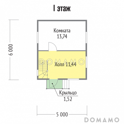 Проект классического дома с крыльцом из бруса / План 1 этажа Проект классического дома с крыльцом из бруса / План 1 этажа
