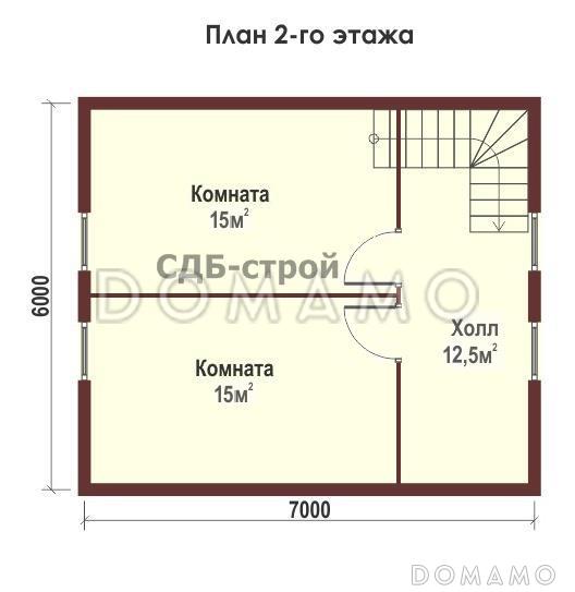 Дом из профилированного бруса по проекту ДПБ3 / План 2 этажа