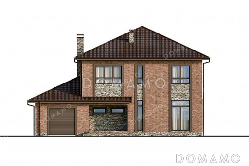 Проект двухэтажного дома с террасой и гаражом / Фасад 2