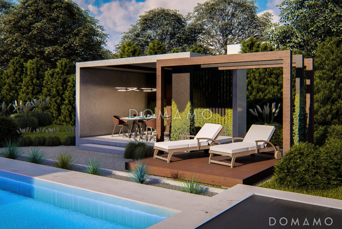 Проект беседки с закрытой и открытой зоной для большого участка