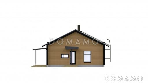 Проект одноэтажного каркасного дома с отдельным входом в небольшую сауну / Фасад 1