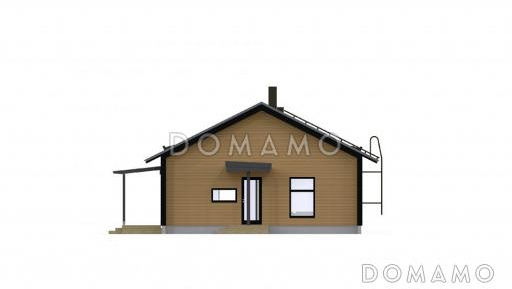 Проект одноэтажного каркасного дома с отдельным входом в небольшую сауну / Фасад 1