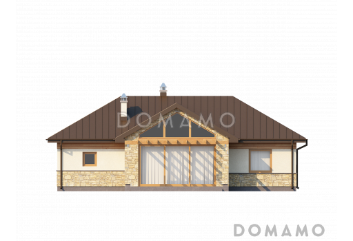 Проект одноэтажного дома из газобетона со встроенным гаражом  / Фасад 3