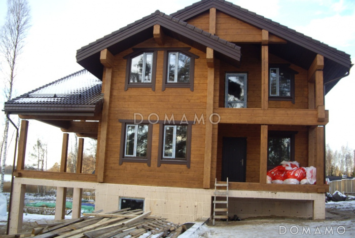 Проект респектабельного дома из клееного бруса с террасой Проект респектабельного дома из клееного бруса с террасой