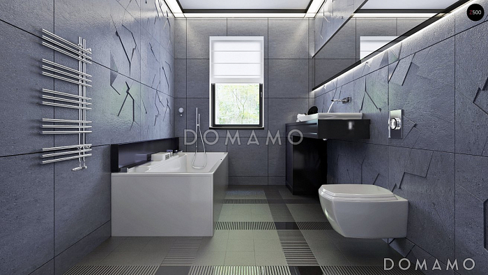 Проект одноэтажного дома из кирпича с тремя спальнями и небольшой крытой угловой террасой