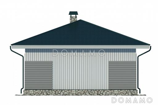Проект современного одноэтажного дома из бруса с двумя жилыми комнатами  / Фасад 3