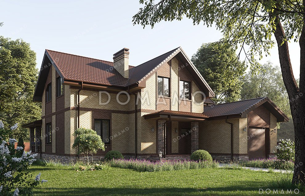 Проект одноэтажного дома с мансардой, гаражом и террасой / 2