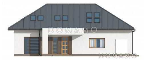 Проект большого одноэтажного дома с мансардным этажом из газобетона с пятью спальнями, с современными фасадами / Фасад 1