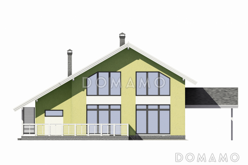 Проект современного энергоэффективного дома из газобетона / Фасад сзади