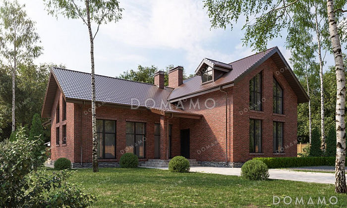 Проект одноэтажного дома с мансардой, террасой и большой кухней-гостиной