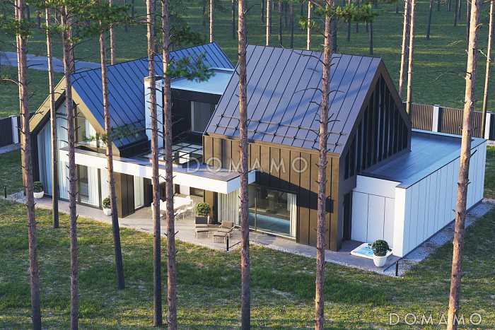 Проект сблокированного дома с спа-зоной, джакузи под открытым небом, просторной гостиной-столовой Проект сблокированного дома с спа-зоной, джакузи под открытым небом, просторной гостиной-столовой