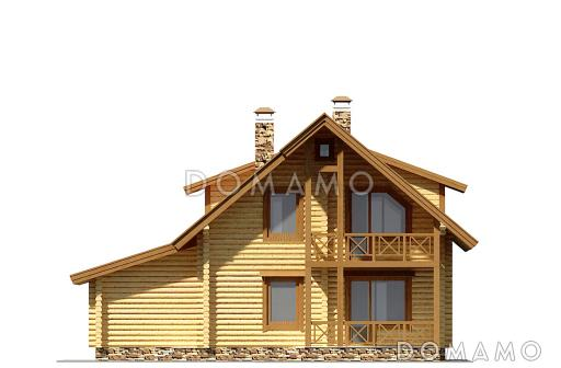 Проект деревянного дома с рациональной планировкой, просторной гостиной и гаражом / Фасад 3