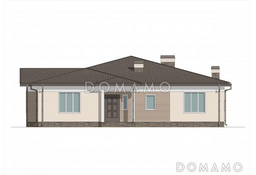 Проект дома с 4 спальнями, комнатой для гостей и просторной гостиной / Фасад 4