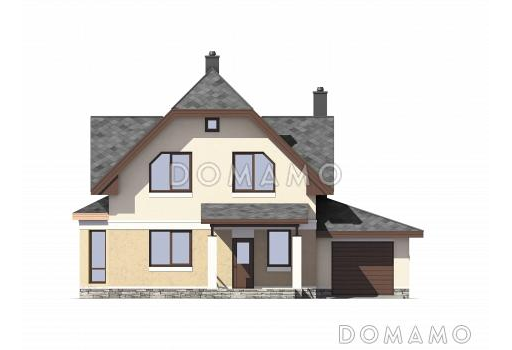 Проект дома из газобетона с двумя входами в котельную / Фасад 1