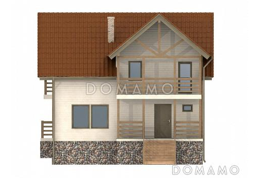 Проект каркасного дома с балконами на втором этаже / Фасад 3