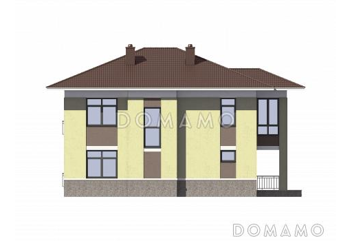 Проект кирпичного дома с французскими балконами / Фасад 2