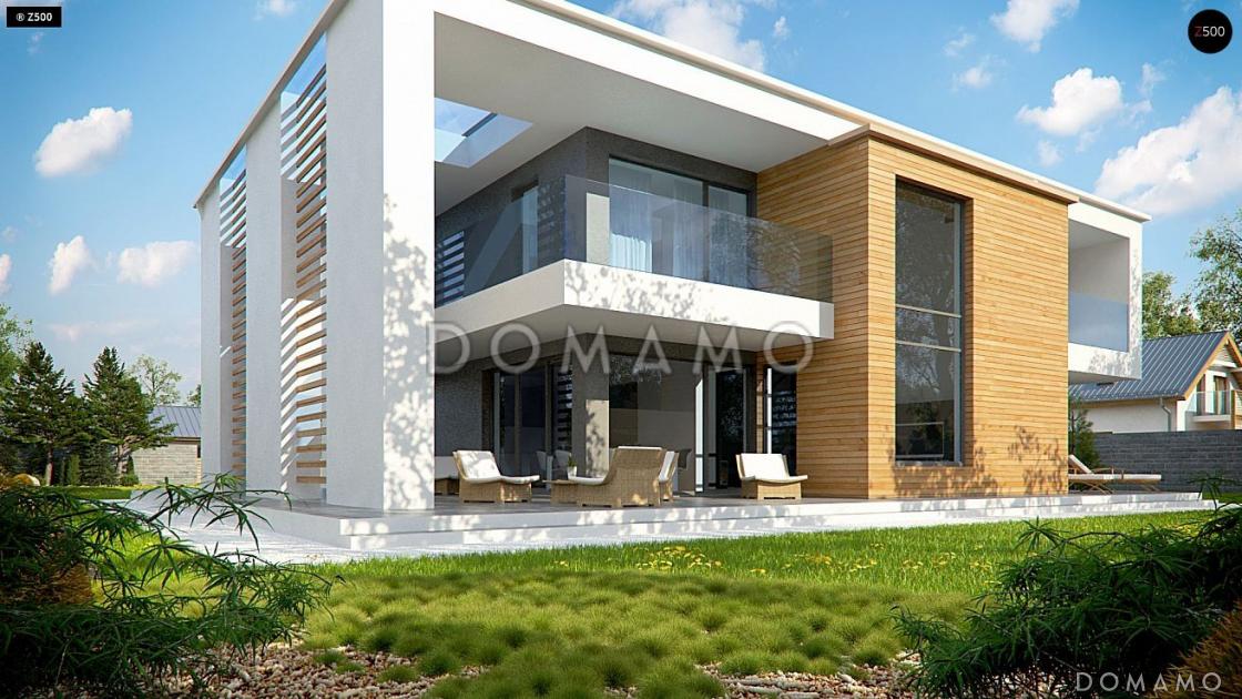 Проект современного двухэтажного дома из кирпича с плоской крышей с четырьмя спальнями, кабинетом, гаражом и большой площадью остекления / 8