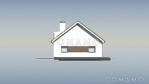 Проект одноэтажного коттеджа из газобетона с мансардным этажом со вторым светом, большим панорамным окном и гаражом  / Фасад 2