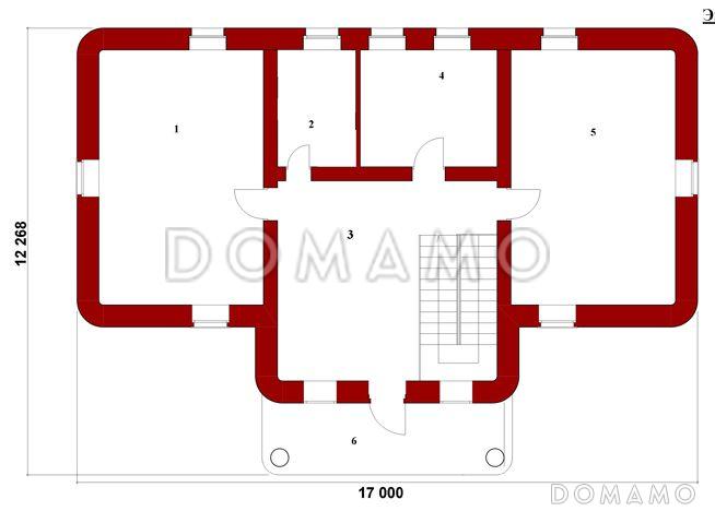 Проект двухэтажного дома в классическом стиле с  оригинальным балконом / План 2 этажа
