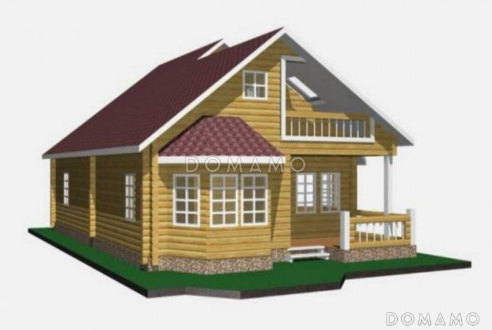 Проект дома из клееного бруса с мансардными окнами Проект дома из клееного бруса с мансардными окнами
