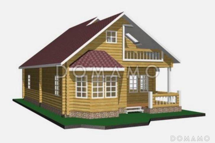 Проект дома из клееного бруса с мансардными окнами / 3