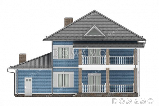 Проект двухэтажного дома с террасой и гаражом / Фасад 1