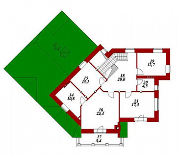 Проект двухэтажного дома с гаражом из СИП панелей / План 2 этажа
